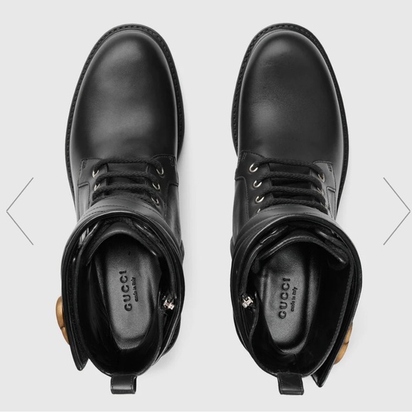 Gucci GG Boots, Gucci Moto Boots, ankle boot with Double G, Gucci leather boots - Picture 6 of 8